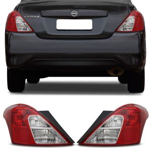 Par Lanterna Traseira Nissan Versa 2011 2012 2013 2014 2015 2016 2017 2018 2019 Bicolor Cristal Rubi