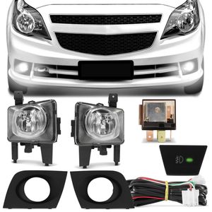 Kit Farol Milha Agile 2009 2010 2011 2012 2013 Auxiliar Neblina + Moldura Preta