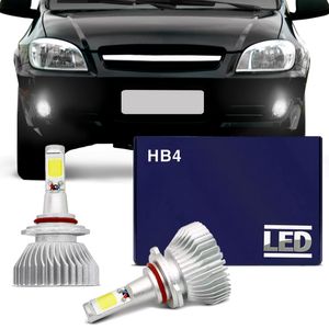 Kit Lâmpadas Super LED Headlight Celta 06 07 08 09 10 11 12 13 14 Farol Milha HB4 6000K Efeito Xênon