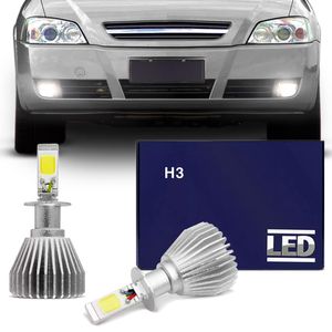 Kit Lâmpadas Super LED Headlight Astra 03 04 05 06 07 08 09 10 11 Farol Milha H3 6000K Efeito Xênon