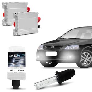 Kit Xênon Completo H3 6000K Astra Hatch e Sedan 03 A 11 Tonalidade Branca Reator Função Anti Flicker