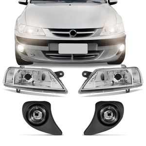 Par Farol Celta 1999 a 2006 Foco Simples + Kit Farol de Milha Auxiliar Neblina