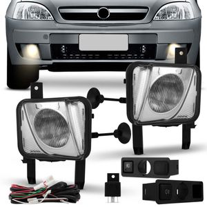 Kit Farol de Milha Corsa Hatch Sedan Meriva 2003 a 2012 Montana 2003 a 2010 Auxiliar Neblina