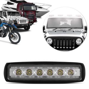 Farol de Milha Retangular Universal Slim 6 LEDs 18W 12/24V Carro Moto Caminhão Jeep Off-Road