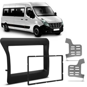 Moldura Painel 1 e 2 Din 7" Renault Master 2010 a 2023 Preto Padrão Japonês Chinês