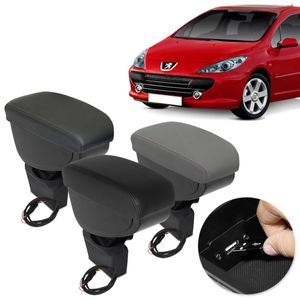 Encosto Descanso de Braço Apoio USB Peugeot 307 2002 a 2012 Couro Ecológico Encaixe Porta Copos