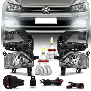 Kit Farol Milha Virtus 18 19 LED DRL Neblina Auxiliar + Lâmpadas Super LED Headlight H8 6000K