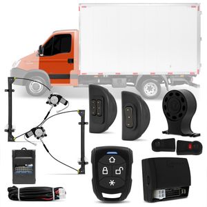 Kit Vidro Elétrico Sensorizado Caminhão Iveco Daily 35S14 45C14 45S17 2 Portas + Alarme Taramps