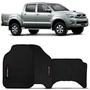 Jogo Tapete PVC Hilux 2005 a 2014  Logo Bordada 4 Peças