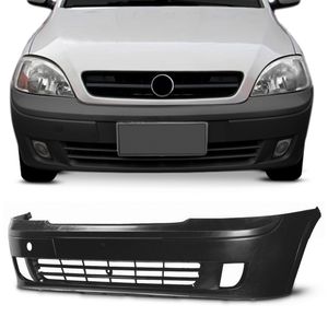 Parachoque Dianteiro Corsa Hatch Sedan 2003 2004 2005 2006 2007 Preto Liso Com Furo para Milha