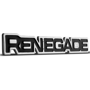 Emblema Letreiro Renegade Universal Lateral Cromado e Preto