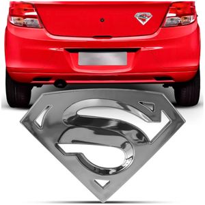 Emblema Adesivo Super Man Cromado Tuning Universal Carro Moto Caminhão