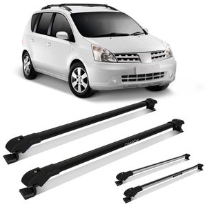 Rack de Teto Travessa Slim Nissan Livina 2009 2010 2011 2012 2013 2014 Preto ou Prata 2 Peças