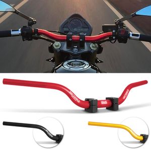 Guidão Esportivo Moto Universal Rocksolid Street Alumínio Preto Fosco Vermelho Dourado com Adaptador