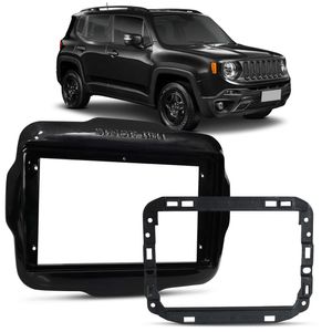 Moldura Painel 2 Din 9" Jeep Renegade 2015 a 2019 Preto ou Black Piano Padrão Japonês Chinês