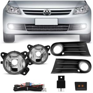 Kit Farol Milha Gol Voyage G5 2009 a 2012 Saveiro G5 2010 a 2013 Auxiliar Neblina Moldura Botão LED