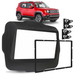 Moldura Painel 2 Din 7" Jeep Renegade 2015 a 2019 Preto Fosco Padrão Japonês Chinês