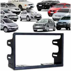 Moldura Painel 2 Din 7" Golf Polo Bora Ecosport Fiesta Fox Crossfox Preto Padrão Chinês