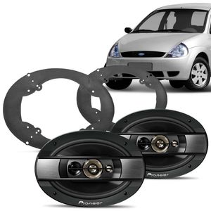 Par de Alto Falantes Ford Ka Quadriaxial Pioneer TS6990BR 6x9 Pol 300W RMS Preto e Prata Dianteiro