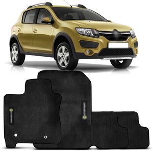 Jogo Tapete PVC Sandero Stepway 2012 a 2025 Logo Bordada 5 Peças