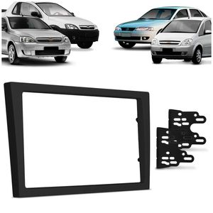 Moldura Painel 2 Din 7" Corsa Hatch 02 a 14 Montana 03 a 10 Meriva 03 a 14 Preta Padrão Japonês