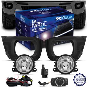 Kit Farol Milha Ranger 2020 2021 2022 2023 Moldura Preta Botão Modelo Original