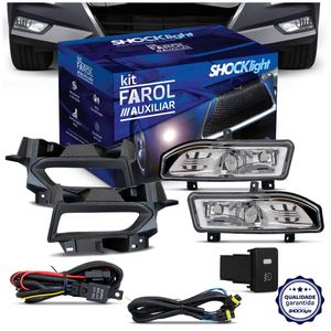 Kit Farol de Milha Versa 2021 Moldura Preta Botão Modelo Original Auxiliar Neblina