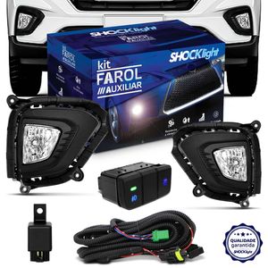 Kit Farol de Milha Hyundai Creta 2020 Moldura Preta Botão Modelo Original Auxiliar Neblina