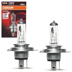 Par Lâmpada Osram Halógena H4 Linha Super 3200K 12V 55W Farol