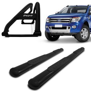 Kit Santo Antônio Duplo Bepo + Estribo Lateral Track Ranger 2013 a 2022 Preto