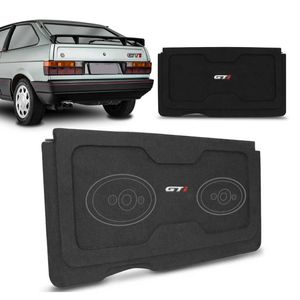 Tampão Porta Malas Gol G1 Quadrado GTI 1989 a 1994 Carpete Grafite Preto Furos Falante 6x9 Bagagito