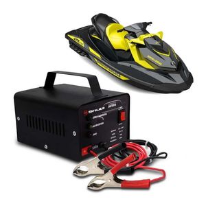 Carregador Bateria Automotivo Para Jet Ski Shutt Bivolt 12V 10A 120W Com Voltímetro Digital