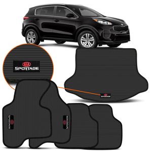 Kit Jogo Tapetes Borracha Sportage 2012 2013 2014 2015 4 Peças + Tapete Porta Malas