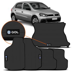 Jogo de Tapetes Gol G5 G6 G7 G8 2009 a 2023 4 Peças + Porta Malas Preto Borracha