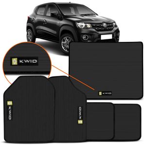 Kit Jogo de Tapetes Borracha Kwid 2017 a 2025 4 Peças + Tapete Porta Malas