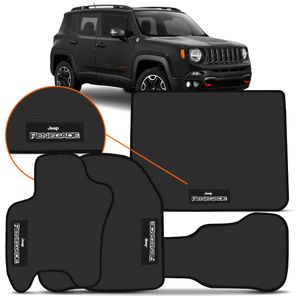 Kit Jogo Tapete Borracha Jeep Renegade 2015 a 2025 3 Pçs + Tapete Porta Malas