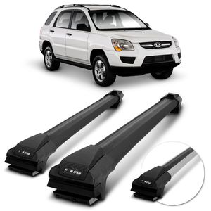 Rack de Teto Travessa Slim Kia Sorento 2002 2003 2004 2005 2006 2007 2008 2009 Preto Prata 45Kg