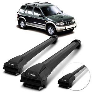 Rack de Teto Travessa Slim Kia Sportage 94 95 96 97 98 99 2000 2001 2002 2003 Preto Prata 45Kg