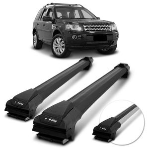 Rack de Teto Travessa Slim Rand Rover Freelander II 2007 A 2022 Preto Prata 45Kg