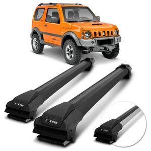 Rack de Teto Travessa Slim Suzuki Jimny 98 A 2022 Preto Prata 45Kg