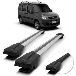 Rack de Teto Travessa Larga Doblo Cargo 2002 a 2022 Preto Prata 45Kg