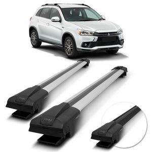 Rack de Teto Travessa Larga Mitsubishi ASX Outdoor 2016 a 2022 Preto Prata 45Kg