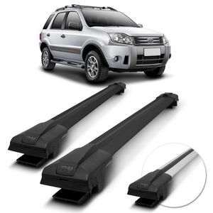 Rack de Teto Travessa Larga Ecosport 2010 2011 2012 Preto Prata 45Kg  Prata