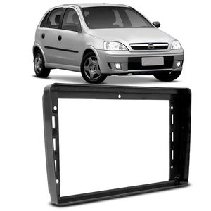 Moldura Painel 2 Din 9" Corsa Meriva 2002 a 2012 Montana 2003 a 2012 Vectra 2006 a 2012 Preto Fosco