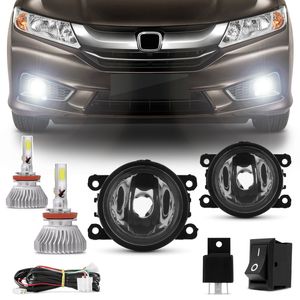 Kit Farol de Milha  City 2015 2016 2017 + Kit Super LED 3D H11 6000K Efeito Xenon