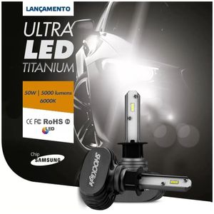 Par Lâmpadas Ultra LED 6000K 10000LM Shocklight Titanium com Reator Efeito Xênon Farol Carro