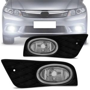 Farol Milha New Civic 2012 2013 2014 Auxiliar Neblina com Moldura