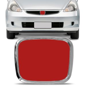 Emblema Grade Dianteira  Civic 2004 2005 2006 Fit 2004 2005 2006 2007 2008 Cromado e Vermelho