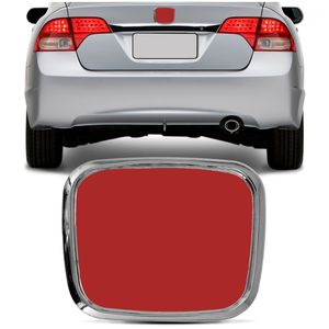 Emblema Porta Malas Compatível New Civic 2006 2007 2008 2009 2010 2011 Cromado com Fundo Vermelho