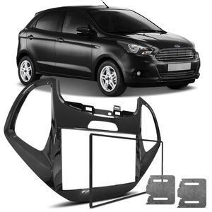 Moldura Painel 2 Din 7" Ford Ka Hatch Sedan 2014 a 2018 Black Piano Padrão Japonês Chinês